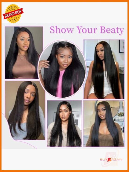 30 Inch 13x6 Lace Front Wig Human Hair Straight 200% Density Natural Black